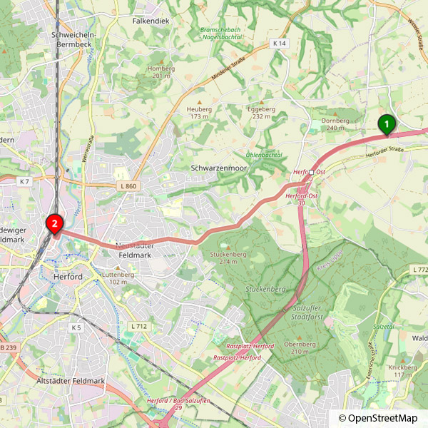 Anfahrt audatis über A2 aus Osten (Hannover)
