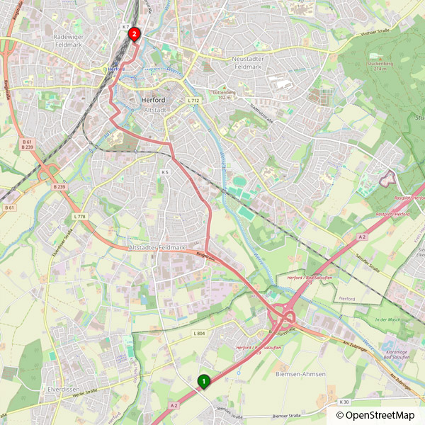 Anfahrt audatis über A2 aus Westen (Dortmund)
